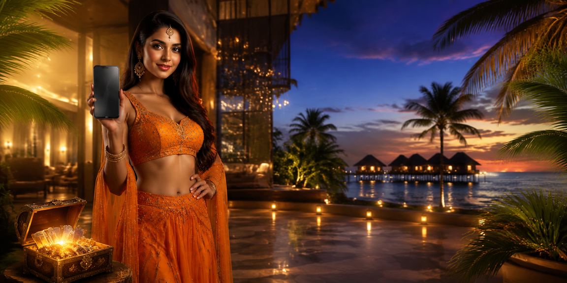 Teen Patti live casino player enjoying mobile game on Kerala beach